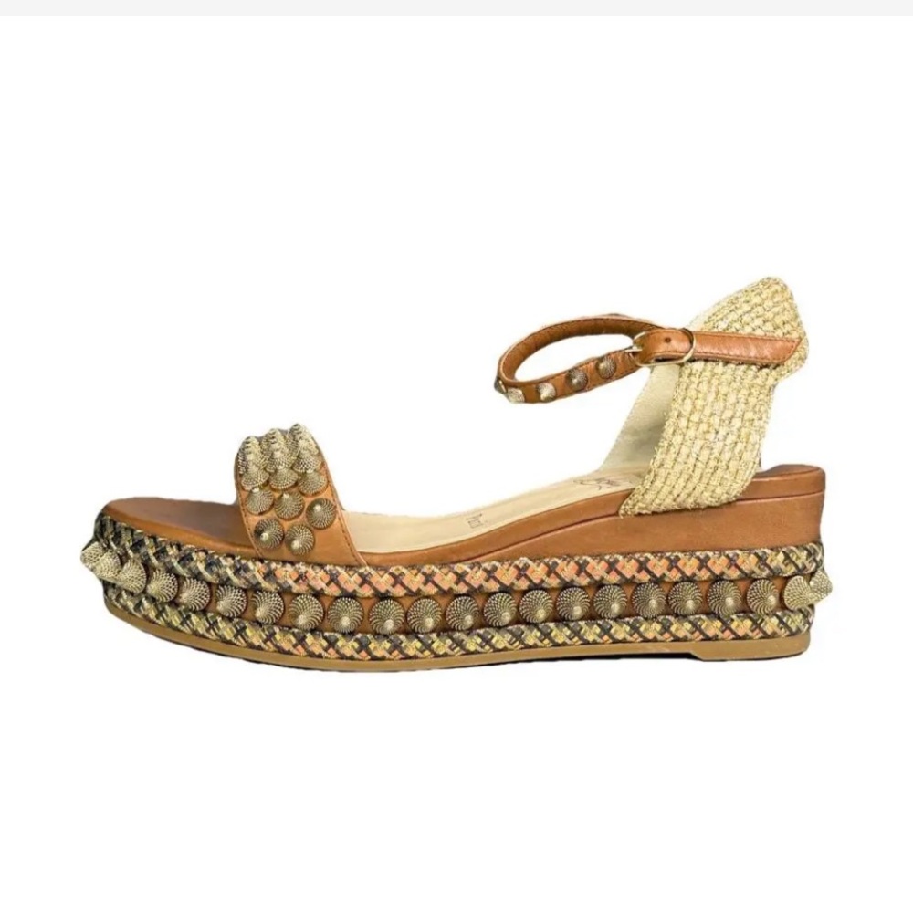 Christian Louboutin Cordorella Tan and Brown Espadrilles
